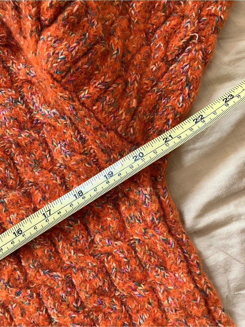 henri bendel Orange Cable Knit Turtleneck Sweater with Multicolor Trim - Picture 4 of 6